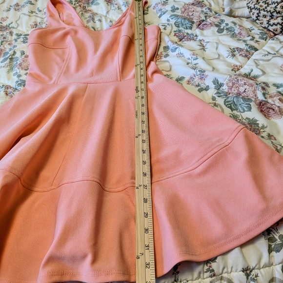 Lulu's Home Before Daylight Barbie Pink/Apricot Mini Skater Dress - Picture 14 of 15